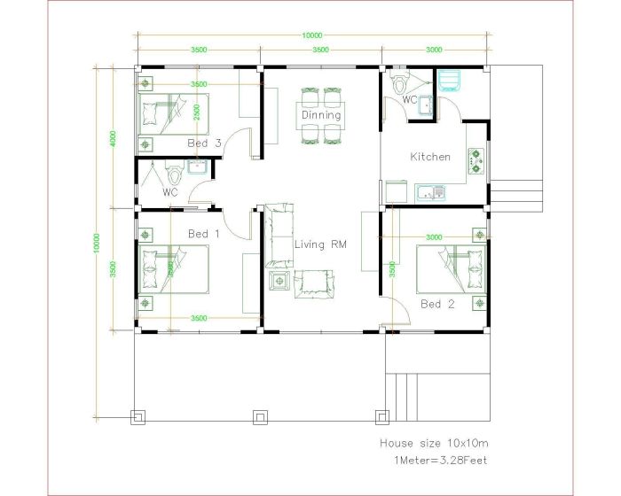 Desain rumah ukuran tanah 10x10