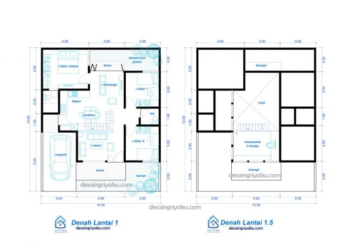 Desain rumah ukuran 12 x 12