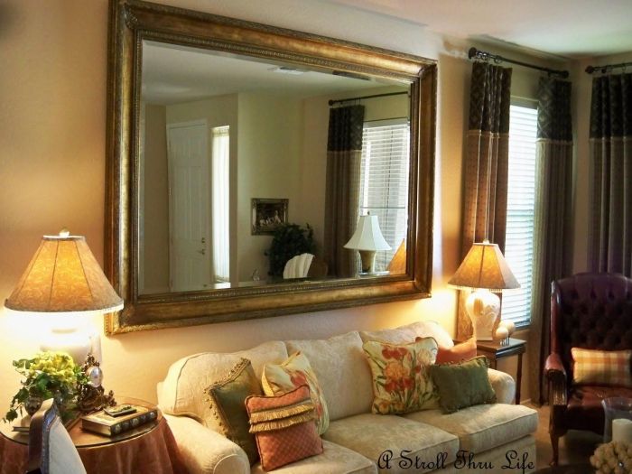 Mirror room living mirrors wall large decorative ideas walls decor big framed vintage horizontal leather furniture some bathroom frame design